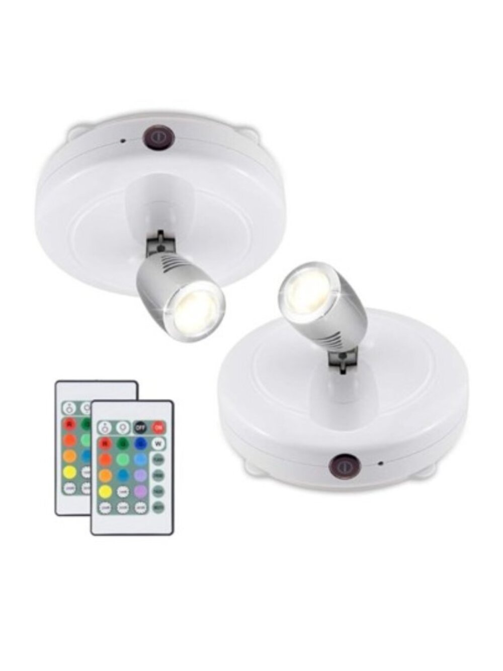 2 pk of LUXSWAY battery operated LED Spotlights with remotes, indoor use only